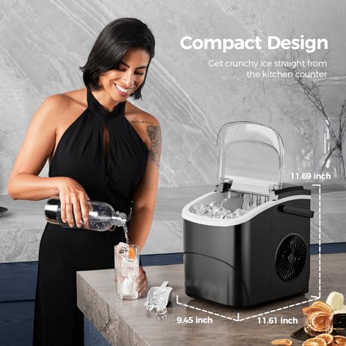 Electactic Ice Makers Countertop,26Lbs/24H,9 Cubes in 6 Mins,Portable Ice Maker Machine with Self-Cleaning,2 Sizes of Bullet Ice,Perfect for Home Kitchen(Black) - My Kitchen Products