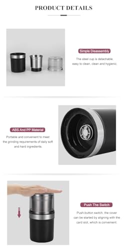 Electric Coffee Grinder Spice Herbal Grinder, with 1 Stainless Steel Blades Removable Stainless Steel Bowl,200W Motor High-efficiency Grinding for Herb,Spices Coffee, Nuts est - My Kitchen Products
