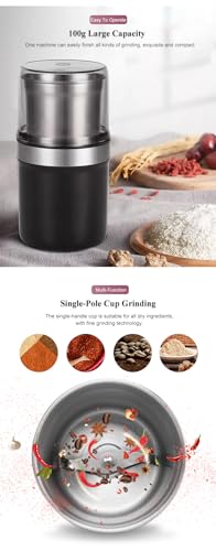 Electric Coffee Grinder Spice Herbal Grinder, with 1 Stainless Steel Blades Removable Stainless Steel Bowl,200W Motor High-efficiency Grinding for Herb,Spices Coffee, Nuts est - My Kitchen Products