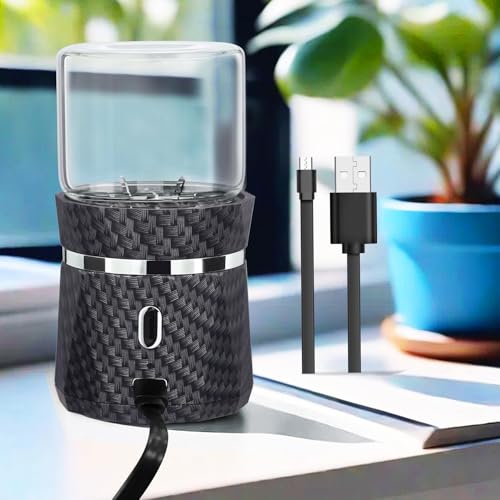 Electric Grinder Automatic Mini Size Spice Crusher with 2PCS Glass Jar of 1.7oz/50ml Rechargeable (not for grinding nut & coffee bean), Carbon Fiber Pattern - My Kitchen Products