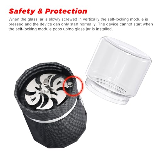 Electric Grinder Automatic Mini Size Spice Crusher with 2PCS Glass Jar of 1.7oz/50ml Rechargeable (not for grinding nut & coffee bean), Carbon Fiber Pattern - My Kitchen Products