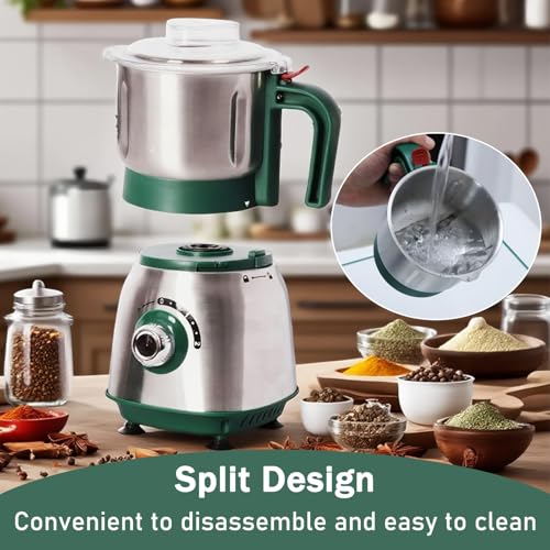 Electric Grinder for Kitchen - 500W Grain Mill with 3 Stainless Steel Blades, Versatile Spice Grinder for Coffee, Grinding Spices, Bean, Grains, Nuts (Green) - My Kitchen Products