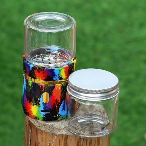 Electric Grinder, Small Spice Grinder Electric Grinders Mini Size 2inx3.5inches with 2pcs 1.7oz/50ml Glass Jar Rechargeable Automatic Small Grinder - My Kitchen Products