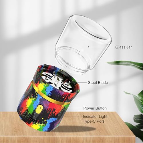 Electric Grinder, Small Spice Grinder Electric Grinders Mini Size 2inx3.5inches with 2pcs 1.7oz/50ml Glass Jar Rechargeable Automatic Small Grinder - My Kitchen Products