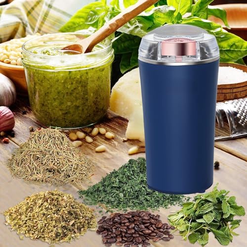 Electric Herb Grinder 200W Powerful Fast Grinding for Dry Spices Flower Buds with Brush, Easy On/Off One-Touch Push Button Powder Grinder Perfect For Herbs, Spices, Nuts, Grains and Coffee Beans - My Kitchen Products