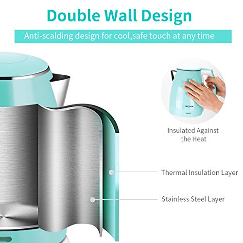 Electric Kettle(BPA Free), Double Wall Water Boiler Heater, Stainless Steel Interior, Cool Touch Coffee Pot & Tea Kettle, Auto Shut-Off and Boil-Dry Protection, 1.5L, 2 Year Warranty - My Kitchen Products