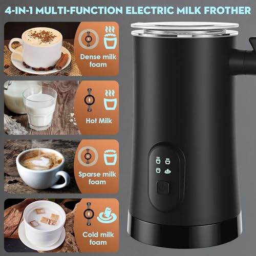 Electric Milk Frother, 4 in 1 Milk Steamer,11.8oz/350ml Automatic Warm and Cold Foam Maker for Coffee,Latte, Cappuccino, Macchiato, Hot Chocolate - My Kitchen Products