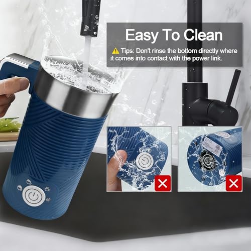 Electric Milk Frother and Steamer, 4-in-1 Milk Steamer with Wood Elements Design, Automatic Hot & Cold Foam Maker for Latte, Cappuccinos, Macchiato, Milk Warmer (blue) - My Kitchen Products