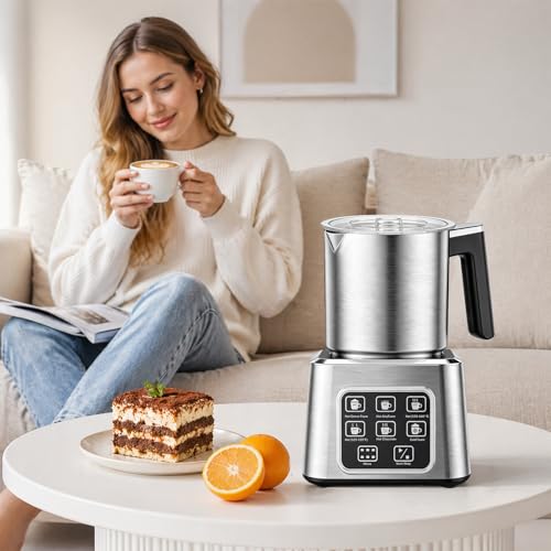 Electric Milk Frother and Steamer, 6-in-1 Automatic Milk Frother Machine with 500ml Milk Warmer, Hot & Cold Froth for Coffee, Latte & Hot Chocolate, Stainless Steel - My Kitchen Products