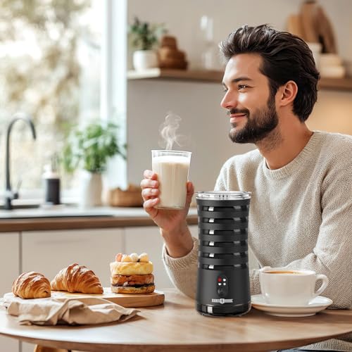 Electric Milk Frother, Paris Rhône 4-in-1 Milk Steamer and Frother, Hot & Cold Foam Milk Warmer with Temperature Control, Auto Shut-Off Frothers for Coffee, Latte,Macchiato, Cappuccino - My Kitchen Products