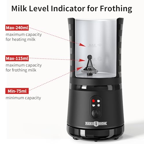 Electric Milk Frother, Paris Rhône 4-in-1 Milk Steamer and Frother, Hot & Cold Foam Milk Warmer with Temperature Control, Auto Shut-Off Frothers for Coffee, Latte,Macchiato, Cappuccino - My Kitchen Products