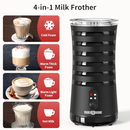 Electric Milk Frother, Paris Rhône 4-in-1 Milk Steamer and Frother, Hot & Cold Foam Milk Warmer with Temperature Control, Auto Shut-Off Frothers for Coffee, Latte,Macchiato, Cappuccino - My Kitchen Products