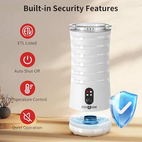 Electric Milk Steamer and Frother, Hot & Cold Foam Milk Warmer with Temperature Control, Auto Shut-Off Frothers for Coffee, Latte, Cappuccino, Macchiato - My Kitchen Products