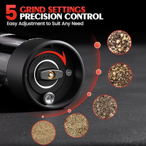 Electric Salt and Pepper Grinder Set Automatic Battery Pepper Mill Shakers Adjustable Coarseness Upgraded Larger Capacity with Led Home and Kitchen Appliances Birthday Gifts for Women Mom - My Kitchen Products
