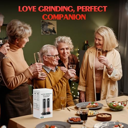 Electric Salt and Pepper Grinder Set Automatic Battery Pepper Mill Shakers Adjustable Coarseness Upgraded Larger Capacity with Led Home and Kitchen Appliances Birthday Gifts for Women Mom - My Kitchen Products