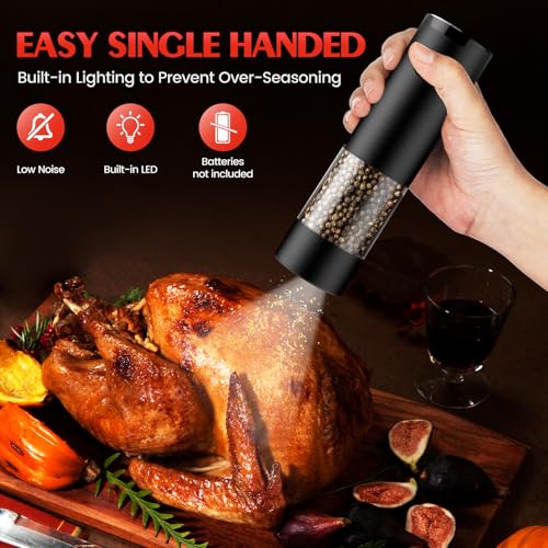 Electric Salt and Pepper Grinder Set Automatic Battery Pepper Mill Shakers Adjustable Coarseness Upgraded Larger Capacity with Led Home and Kitchen Appliances Birthday Gifts for Women Mom - My Kitchen Products
