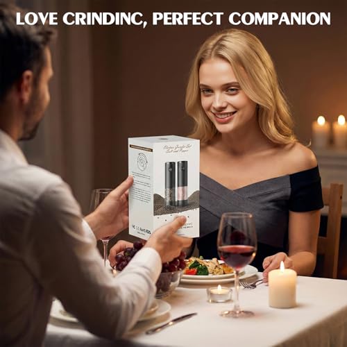 Electric Salt and Pepper Grinder Set Automatic Battery Pepper Mill Shakers Adjustable Coarseness Upgraded Larger Capacity with Led Home and Kitchen Appliances Birthday Gifts for Women Mom - My Kitchen Products