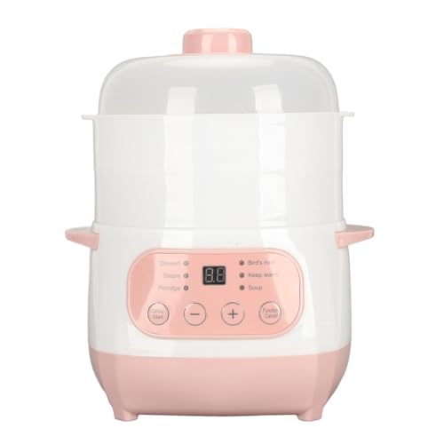 Electric Stew Pot, 1L 200W Appointment Timing Smart Slow Cooker with Steamer & Boil Dry, Automatic Mini Ceramic Pot with Lid, Digital Porridge Soup Pot for Home - My Kitchen Products
