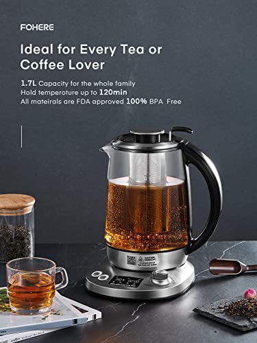 Electric Tea Kettle, 9 Temperature Control Presets Glass Kettle, 1200W Tea Pot with Removable Infuser, 2 Hours Keep Warm, 1.7 Liter Electric Kettles, Borosilicate Glass & Stainless Steel - My Kitchen Products