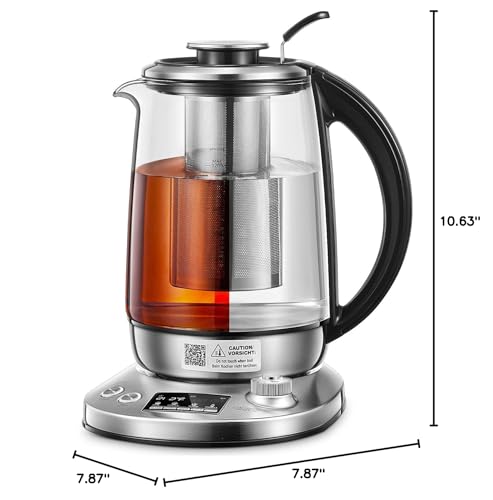 Electric Tea Kettle, 9 Temperature Control Presets Glass Kettle, 1200W Tea Pot with Removable Infuser, 2 Hours Keep Warm, 1.7 Liter Electric Kettles, Borosilicate Glass & Stainless Steel - My Kitchen Products