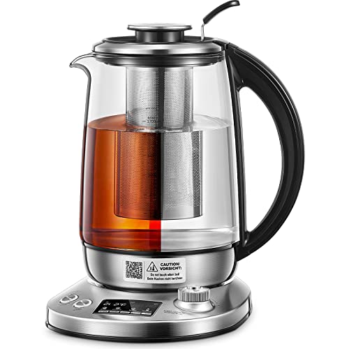 Electric Tea Kettle, 9 Temperature Control Presets Glass Kettle, 1200W Tea Pot with Removable Infuser, 2 Hours Keep Warm, 1.7 Liter Electric Kettles, Borosilicate Glass & Stainless Steel - My Kitchen Products