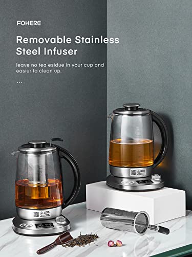 Electric Tea Kettle, 9 Temperature Control Presets Glass Kettle, 1200W Tea Pot with Removable Infuser, 2 Hours Keep Warm, 1.7 Liter Electric Kettles, Borosilicate Glass & Stainless Steel - My Kitchen Products