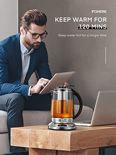 Electric Tea Kettle, 9 Temperature Control Presets Glass Kettle, 1200W Tea Pot with Removable Infuser, 2 Hours Keep Warm, 1.7 Liter Electric Kettles, Borosilicate Glass & Stainless Steel - My Kitchen Products