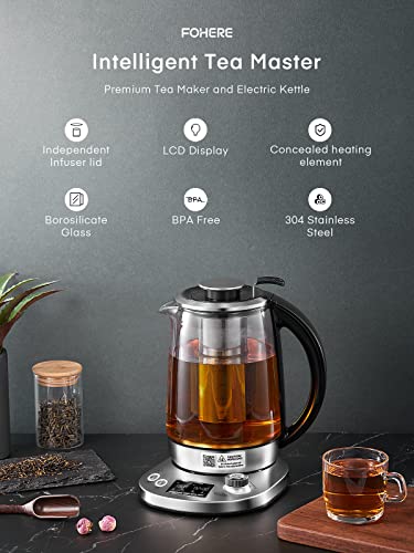 Electric Tea Kettle, 9 Temperature Control Presets Glass Kettle, 1200W Tea Pot with Removable Infuser, 2 Hours Keep Warm, 1.7 Liter Electric Kettles, Borosilicate Glass & Stainless Steel - My Kitchen Products
