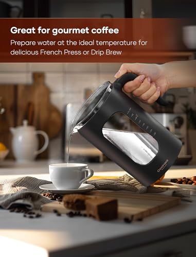 Electric Tea Kettle, INTASTING Glass Electric Kettle with tea Infuser and Precise knob temperature control, 1200W Fast Heating, BPA-Free, Easy to Clean, 1 Liter (Dark Gray) - My Kitchen Products