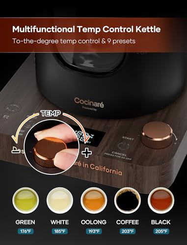 Electric Tea Kettle, INTASTING Glass Electric Kettle with tea Infuser and Precise knob temperature control, 1200W Fast Heating, BPA-Free, Easy to Clean, 1 Liter (Wood) - My Kitchen Products