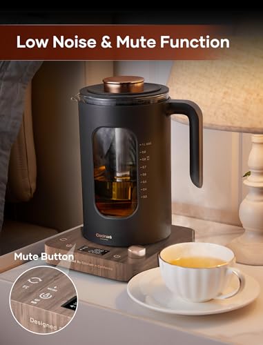 Electric Tea Kettle, INTASTING Glass Electric Kettle with tea Infuser and Precise knob temperature control, 1200W Fast Heating, BPA-Free, Easy to Clean, 1 Liter (Wood) - My Kitchen Products