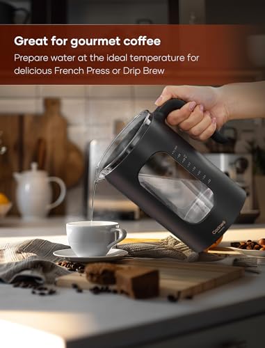 Electric Tea Kettle, INTASTING Glass Electric Kettle with tea Infuser and Precise knob temperature control, 1200W Fast Heating, BPA-Free, Easy to Clean, 1 Liter (Wood) - My Kitchen Products