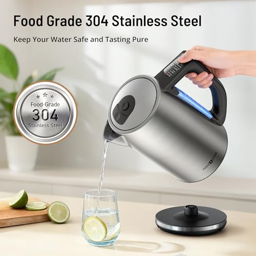 Electric Tea Kettle, PARIS RHÔNE 6 Precise Temperature Presets 1.7L Stainless Steel Electric Kettle Temperature Control,1500W Fast Boiling Hot Water for Oolong & Green Tea with Strix Control - My Kitchen Products