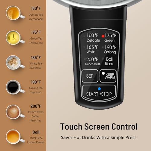 Electric Tea Kettle, PARIS RHÔNE 6 Precise Temperature Presets 1.7L Stainless Steel Electric Kettle Temperature Control,1500W Fast Boiling Hot Water for Oolong & Green Tea with Strix Control - My Kitchen Products