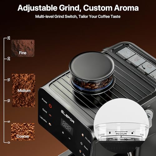 Elefor Espresso Machine 20 Bar, Coffee Maker with grinder Black - My Kitchen Products