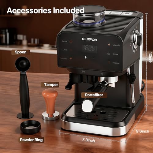 Elefor Espresso Machine 20 Bar, Coffee Maker with grinder Black - My Kitchen Products