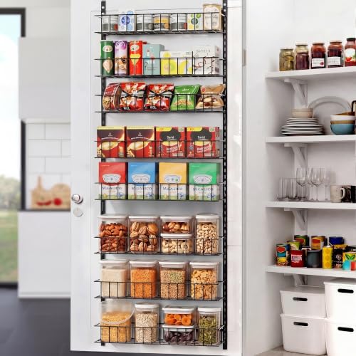 ElegantArray 8-Tier Pantry Door Oragnizer, Over The Door Pantry Organizer Rack and Storage, Hanging Spice Rack Shelves Door, Home Office Laundry Room Bathroom & Kitchen Organization Essentials Metal - My Kitchen Products