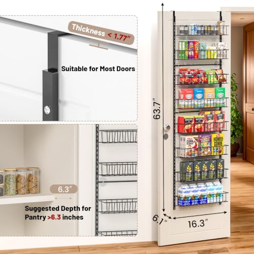 ElegantArray 8-Tier Pantry Door Oragnizer, Over The Door Pantry Organizer Rack and Storage, Hanging Spice Rack Shelves Door, Home Office Laundry Room Bathroom & Kitchen Organization Essentials Metal - My Kitchen Products