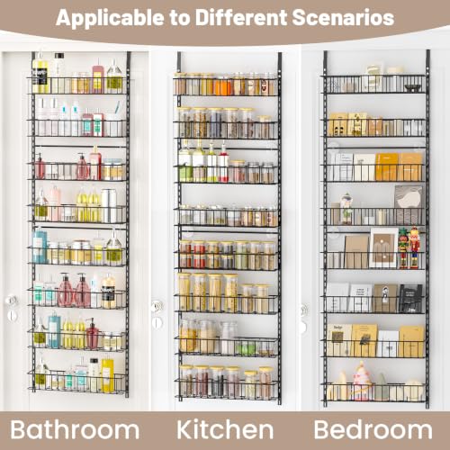 ElegantArray 8-Tier Pantry Door Oragnizer, Over The Door Pantry Organizer Rack and Storage, Hanging Spice Rack Shelves Door, Home Office Laundry Room Bathroom & Kitchen Organization Essentials Metal - My Kitchen Products