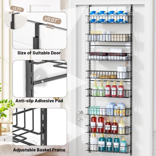 ElegantArray 8-Tier Pantry Door Oragnizer, Over The Door Pantry Organizer Rack and Storage, Hanging Spice Rack Shelves Door, Home Office Laundry Room Bathroom & Kitchen Organization Essentials Metal - My Kitchen Products