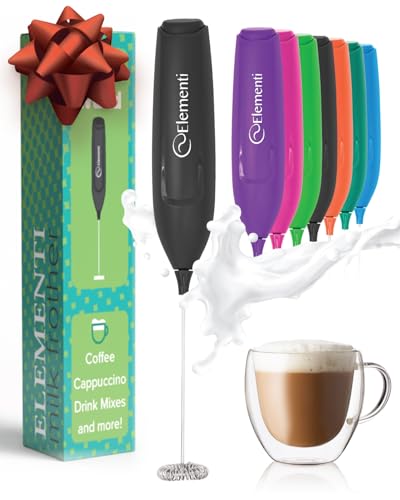 Elementi Frother Wand – Powerful Milk Frother & Coffee Stirrers Electric, Matcha Whisk for Dreamy Lattes, Powerful Coffee Mixer Wand & Blender Stirrer - Make Creamy Cappuccinos at Home (Black) - My Kitchen Products