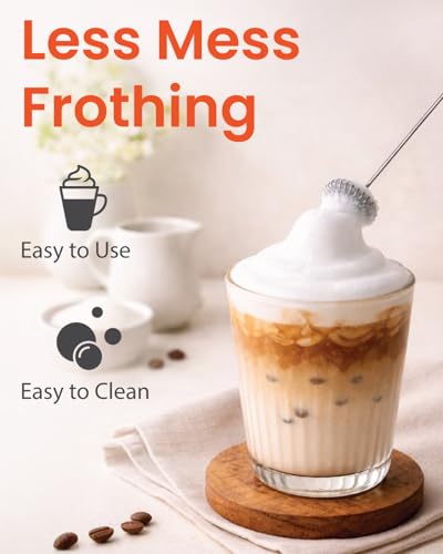 Elementi Frother Wand – Powerful Milk Frother & Coffee Stirrers Electric, Matcha Whisk for Dreamy Lattes, Powerful Coffee Mixer Wand & Blender Stirrer - Make Creamy Cappuccinos at Home (Black) - My Kitchen Products