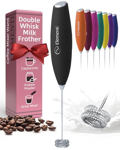 Elementi Milk Frother Wand - Easy to Use Handheld Electric Stirrer for Powder Drinks, Durable & Powerful Coffee Whisk & Protein Powder Mixer Wand, Hand Frother, Coffee Stirrers Electric Mini (Black) - My Kitchen Products