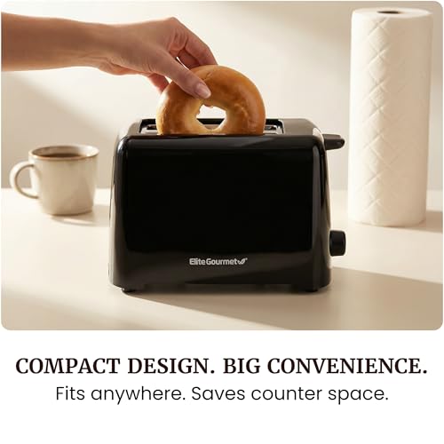 Elite Gourmet 2-Slice Cool Touch Toaster – 6 Browning Levels, Extra Wide 1.25” Slots for Bagels & Thick Bread, Cancel Function, Compact, ETL Certified, Black - My Kitchen Products