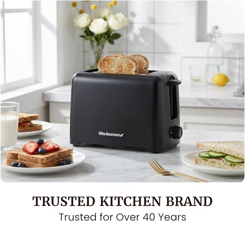 Elite Gourmet 2-Slice Cool Touch Toaster – 6 Browning Levels, Extra Wide 1.25” Slots for Bagels & Thick Bread, Cancel Function, Compact, ETL Certified, Black - My Kitchen Products
