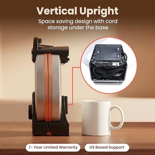 Elite Gourmet Belgian Waffle Maker with PFAS-Free CeramiCrisp™ Ceramic Nonstick Plates, Adjustable Browning Control, 1100W Heating, Power & Ready Indicator Lights, Vertical Storage, Stainless Steel - My Kitchen Products