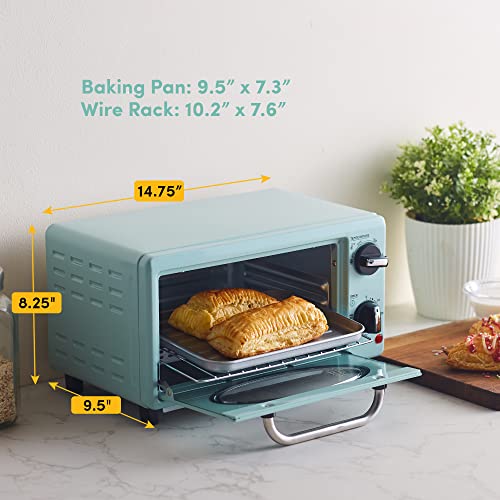 Elite Gourmet by Maximatic Americana Collection ETO147M Diner 50’s Retro Countertop Toaster oven, Bake, Toast, Fits 8” Pizza, Temperature Control & Adjustable 60-Minute Timer 1000W, 2 Slice, Mint - My Kitchen Products