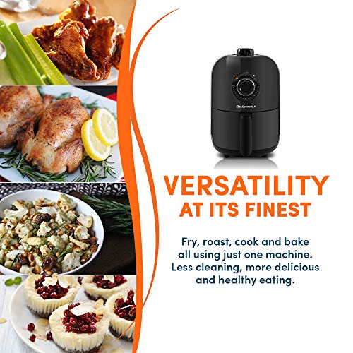 Elite Gourmet EAF1121 Personal 1.1 Qt. Compact Space Saving Electric Hot Air Fryer Oil-Less Healthy Cooker, Timer & Temperature Controls, 1000W - My Kitchen Products