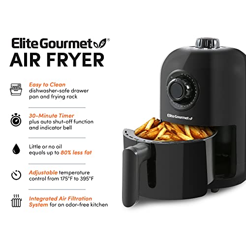 Elite Gourmet EAF1121 Personal 1.1 Qt. Compact Space Saving Electric Hot Air Fryer Oil-Less Healthy Cooker, Timer & Temperature Controls, 1000W - My Kitchen Products