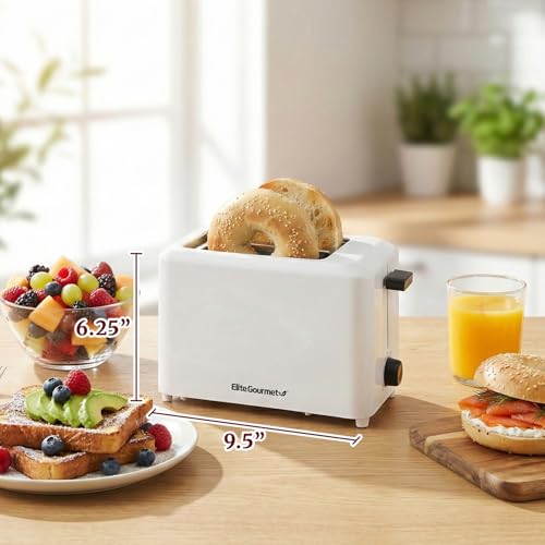 Elite Gourmet ECT-1027 Cool Touch Toaster, 7 Toast Settings Cancel Functions, Slide Out Crumb Tray, Extra Wide 1.5" Slots for Bagels Waffles Specialty Breads, Puff Pastry, Snacks, White - My Kitchen Products